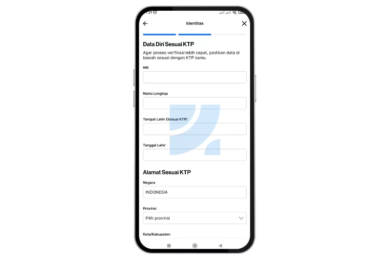Lengkapi data diri dan tunggu proses verifikasi