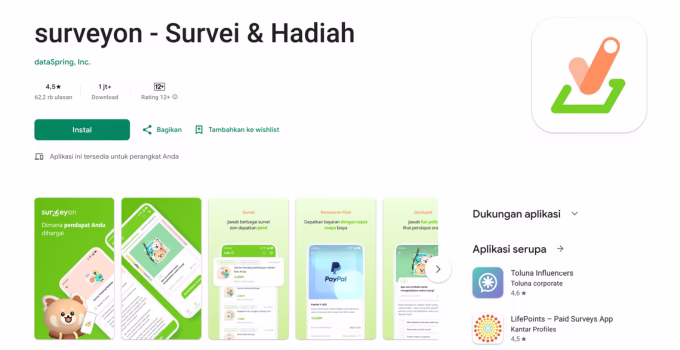 aplikasi penghasil uang resmi dari pemerintah surveyon