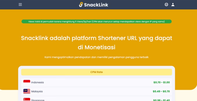 shortlink penghasil uang Snacklink.id